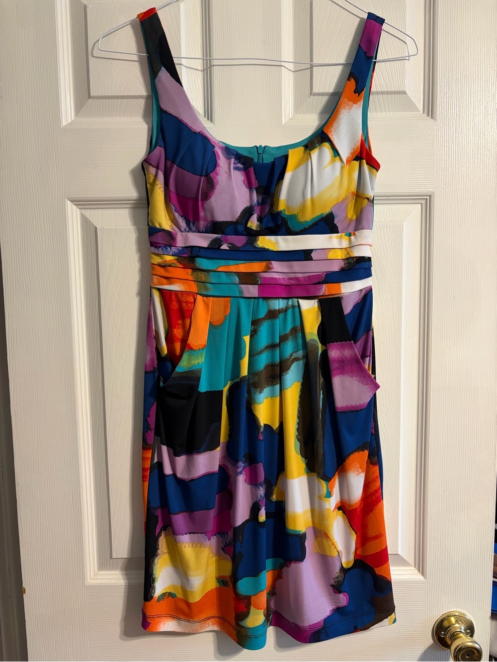 Bisou Bisou Colorful Abstract Brushstroke Dress with Pockets 8